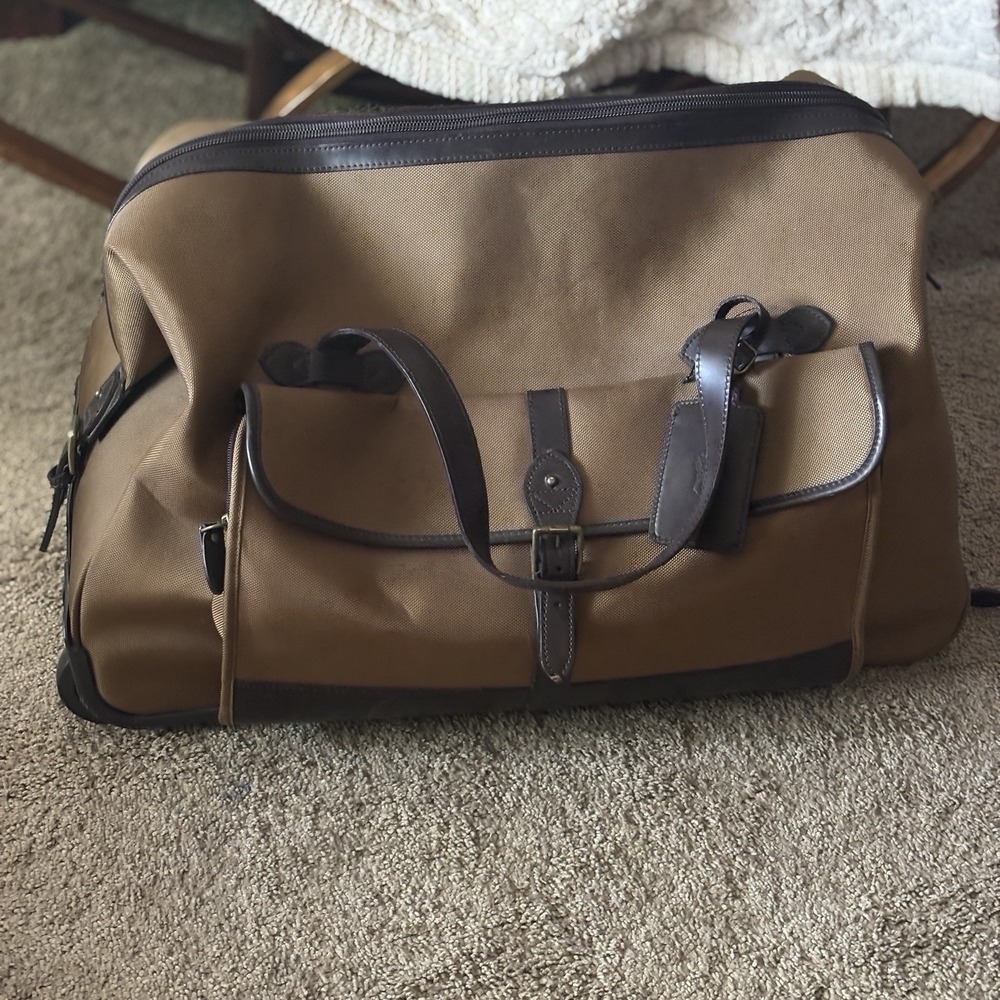 Vintage Polo Ralph Lauren Luggage Coated Canvas & Leather Duffel‎ Bag Wheeled - Picture 4 of 12